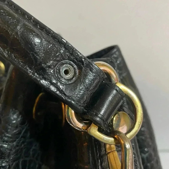 Francesco rogani black croc leather satchel handbag - Picture 5 of 15